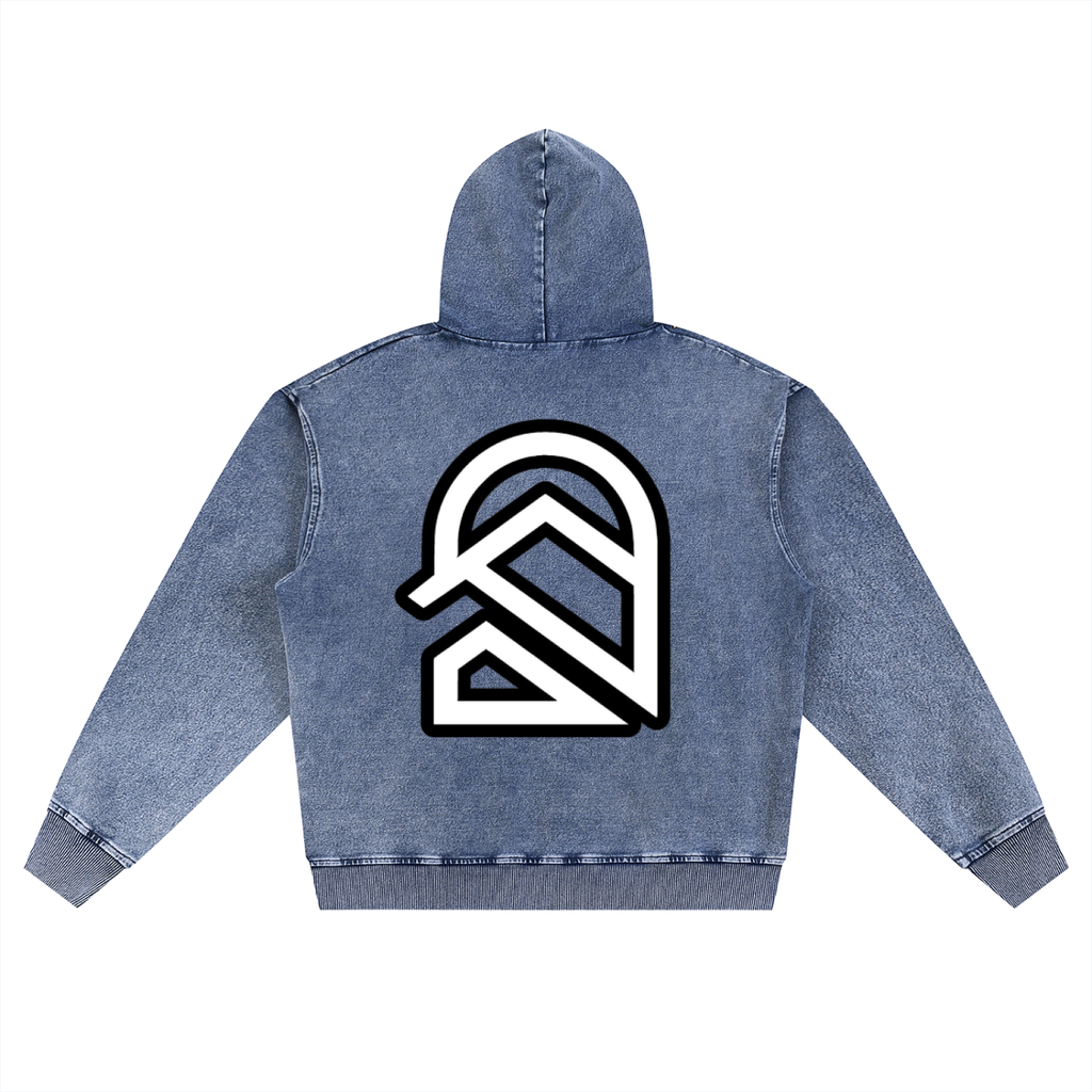 Snow Wash Oversized Zip-Up Hoodie