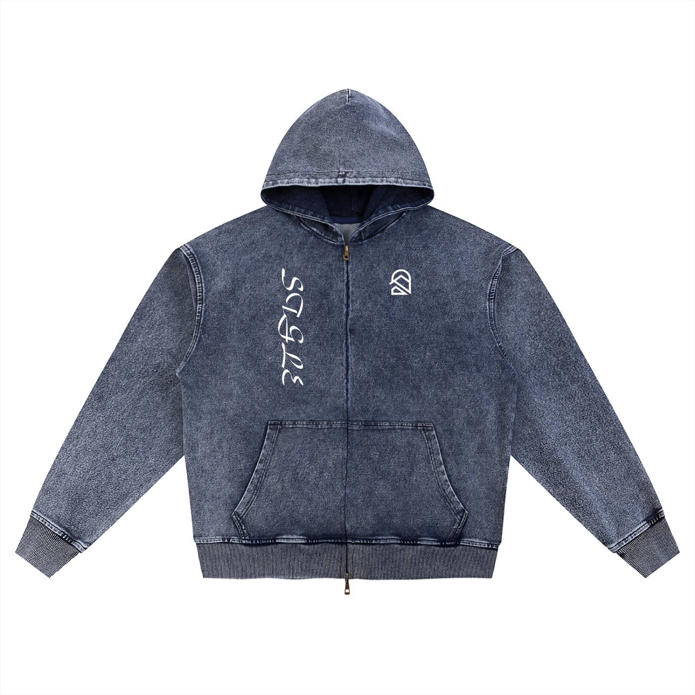 Snow Wash Oversized Zip-Up Hoodie