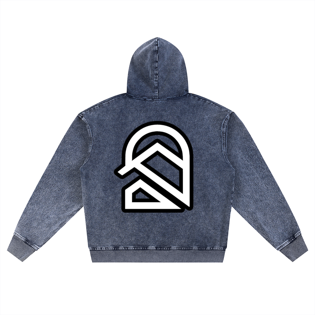 Snow Wash Oversized Zip-Up Hoodie