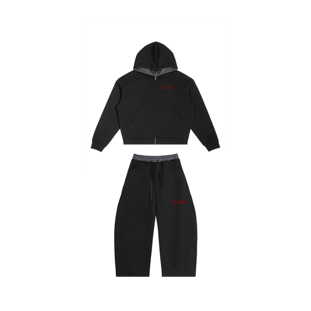 Contrast Plaid Boxy Full Track-Suit