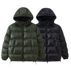 Women's bright hooded zipper pocket bread and cotton jacket