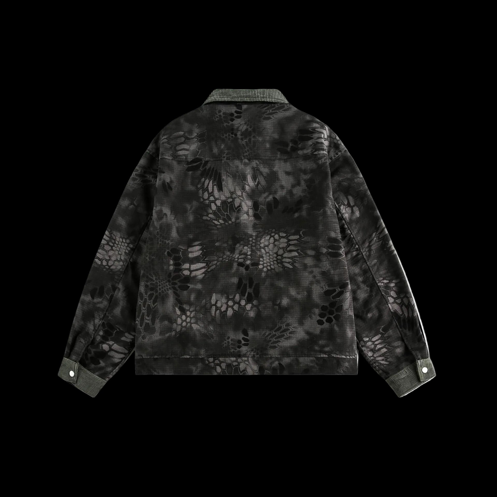 Retro camouflage snake pattern contrasting workwear jacket