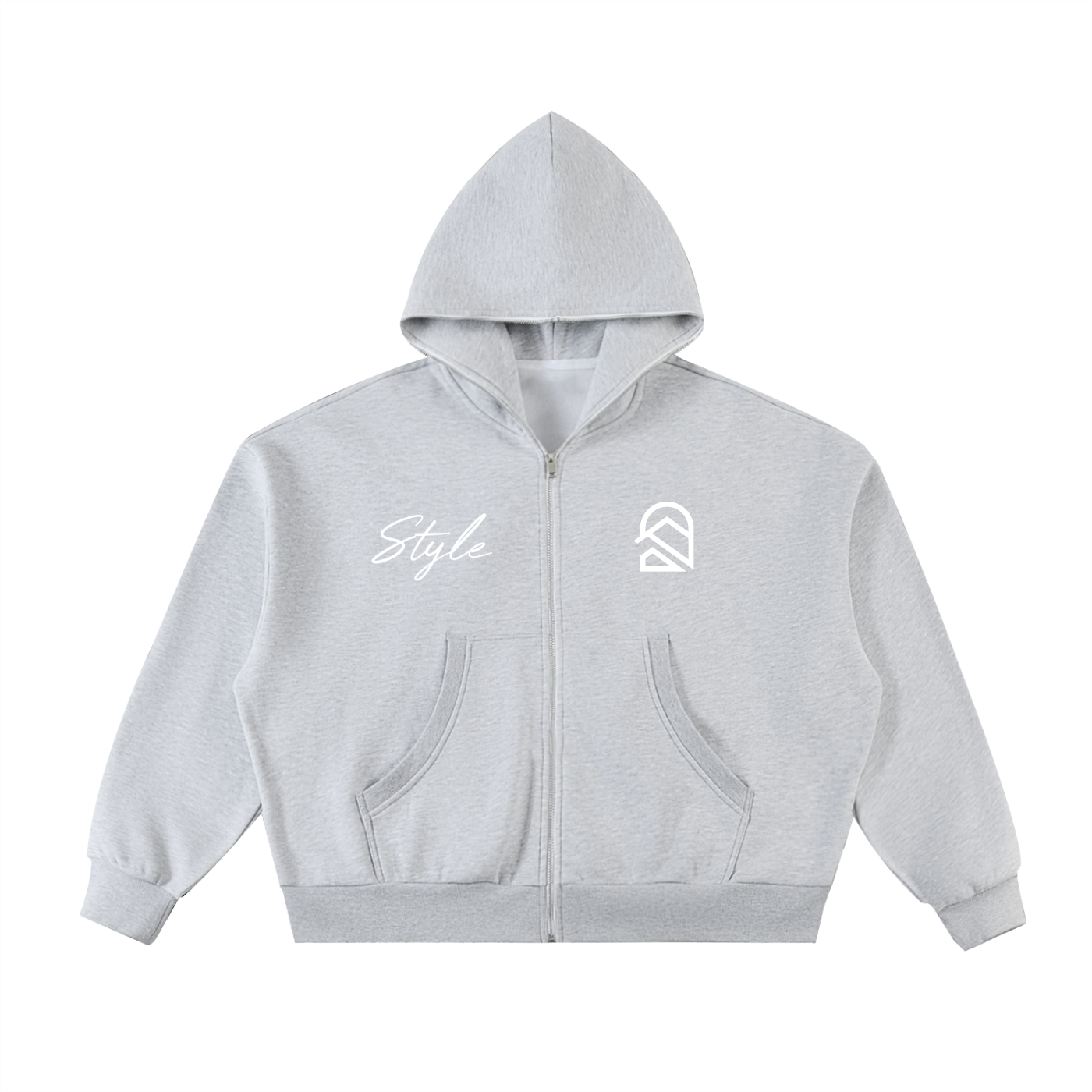 Fleeced Full-Zip Boxy Hoodie K