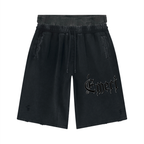 Unisex Vintage Wash Distressed Wide Leg Shorts