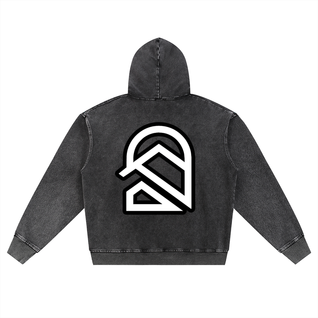 Snow Wash Oversized Zip-Up Hoodie