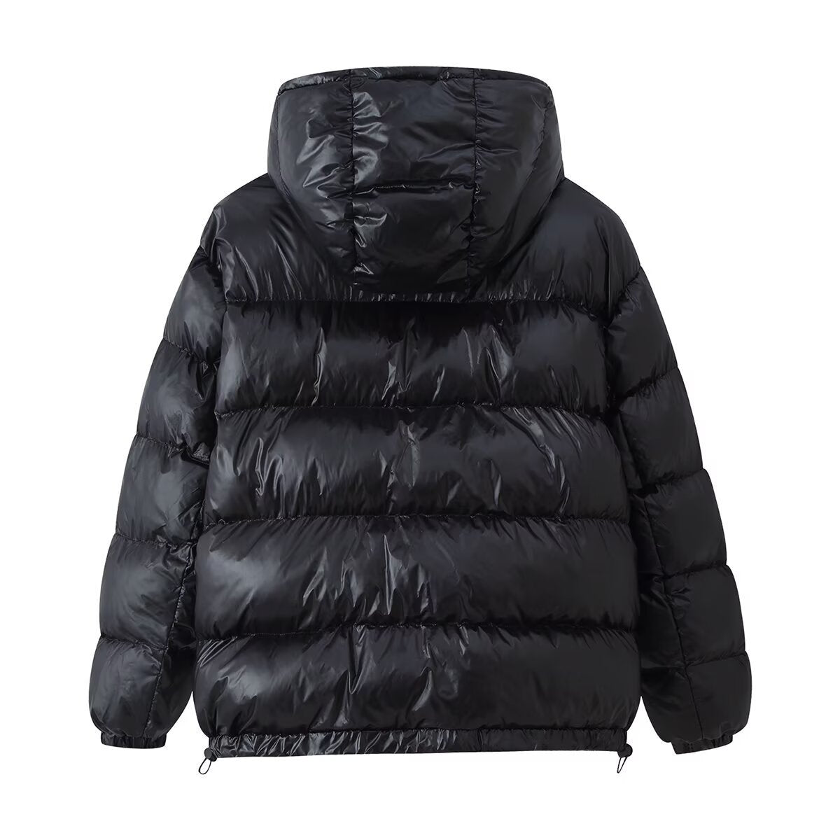 Women's bright hooded zipper pocket bread and cotton jacket