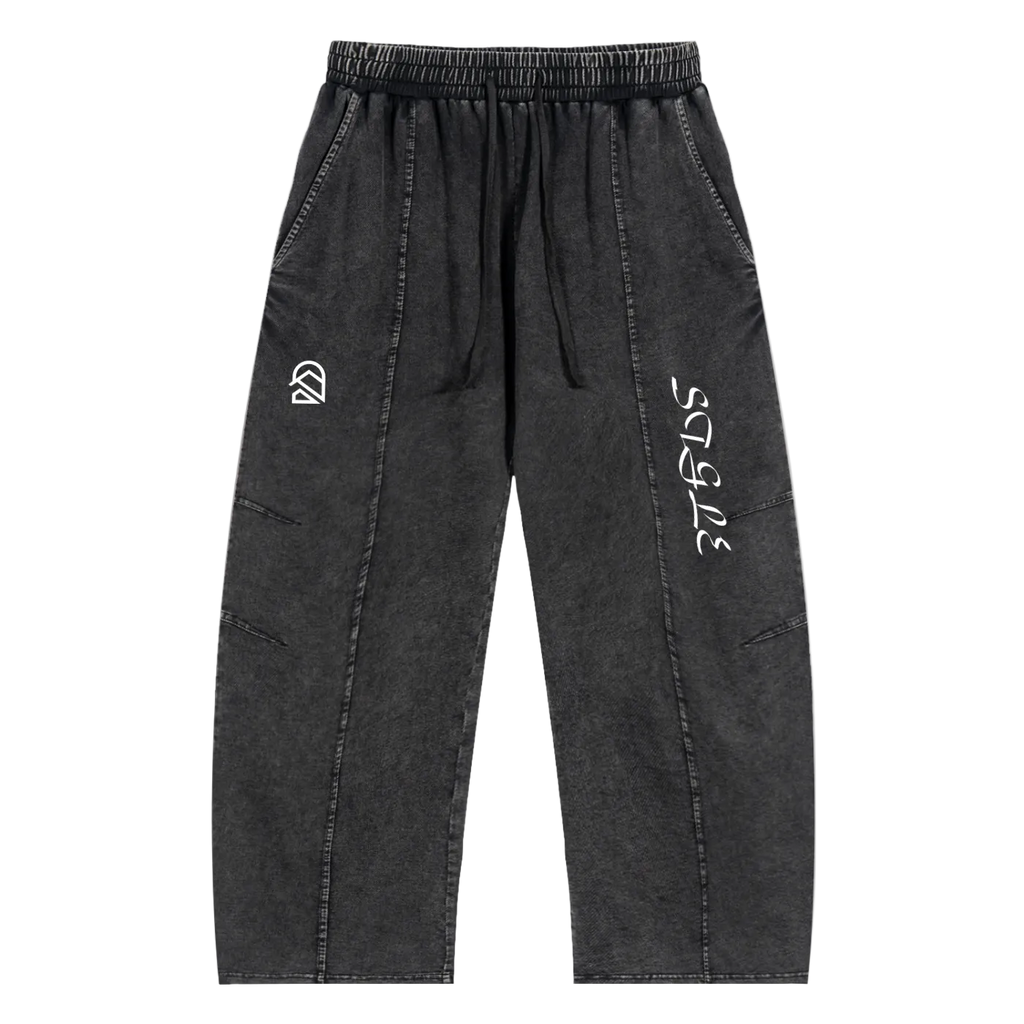 Snow Wash Drawstring Cotton Pants
