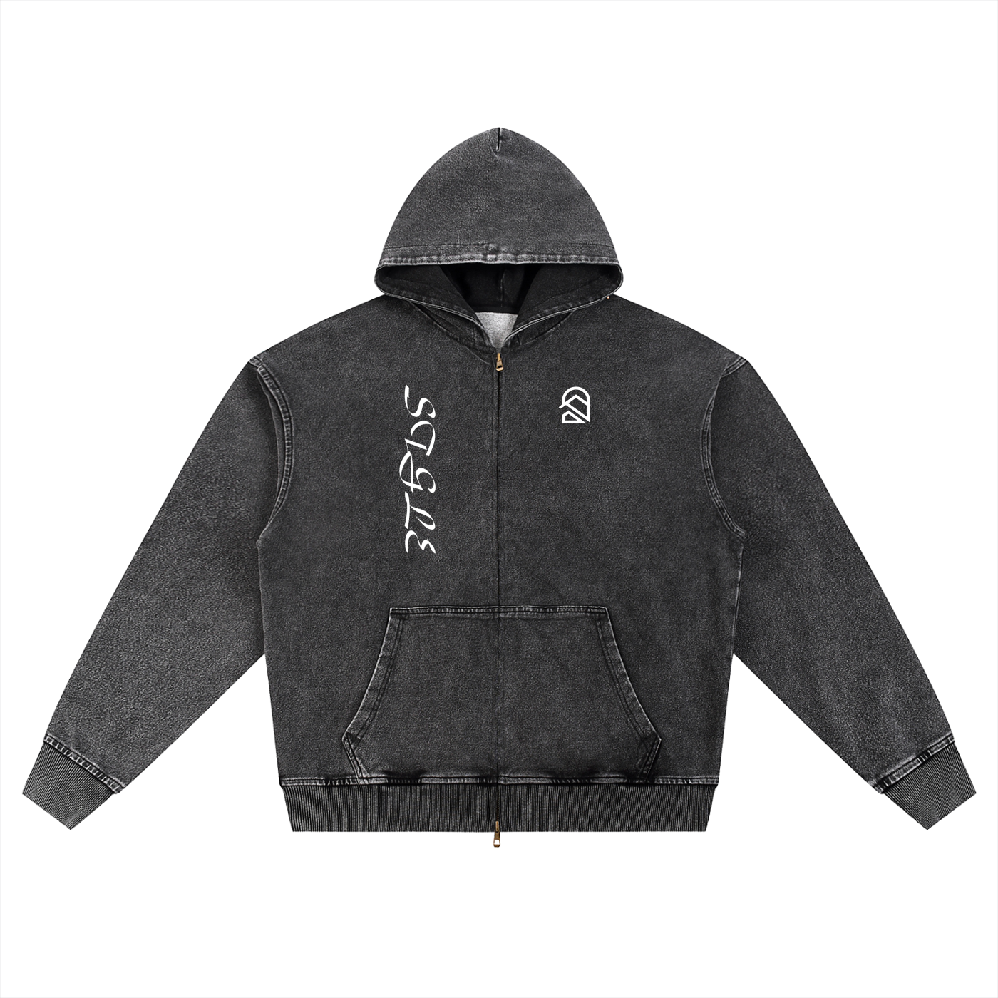 Snow Wash Oversized Zip-Up Hoodie