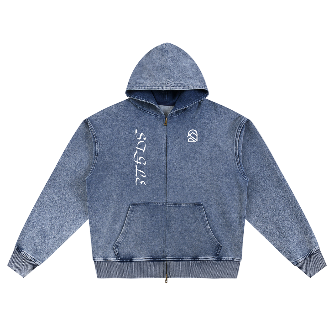 Snow Wash Oversized Zip-Up Hoodie