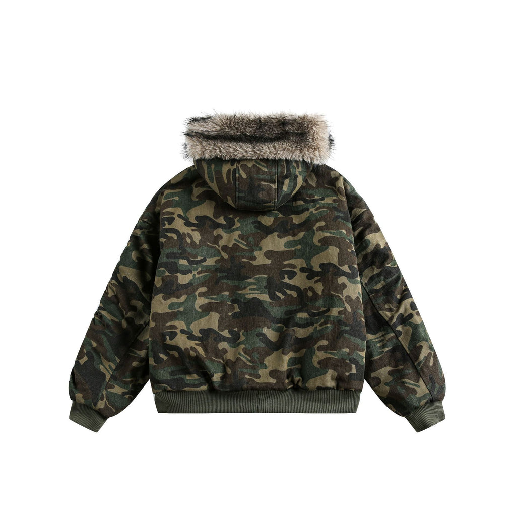 Fur-Collar Hooded Cotton Coat  Short Length Warm and Thick Outerwear - Special Product