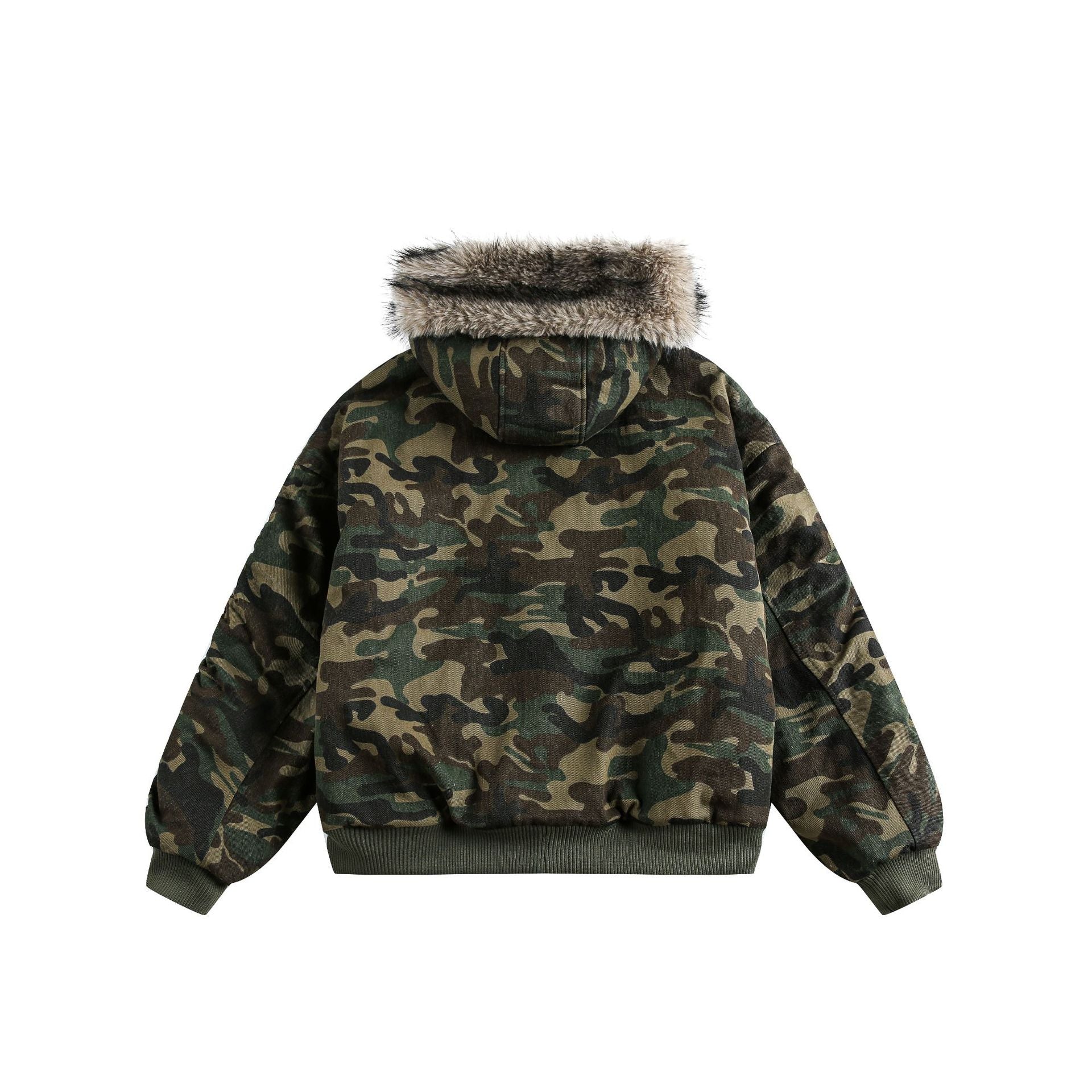 Fur-Collar Hooded Cotton Coat  Short Length Warm and Thick Outerwear - Special Product