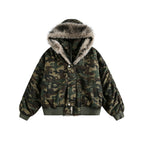 Fur-Collar Hooded Cotton Coat  Short Length Warm and Thick Outerwear - Special Product