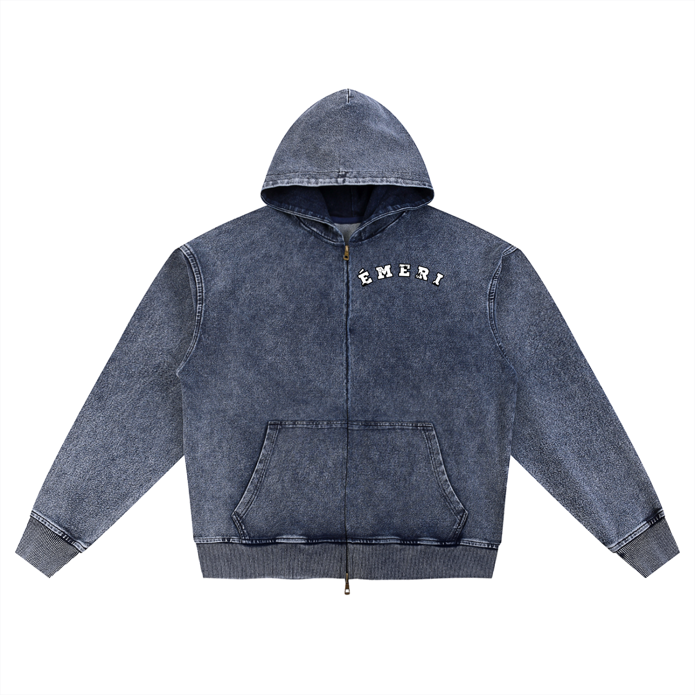 Snow Wash Oversized Zip-Up Hoodie