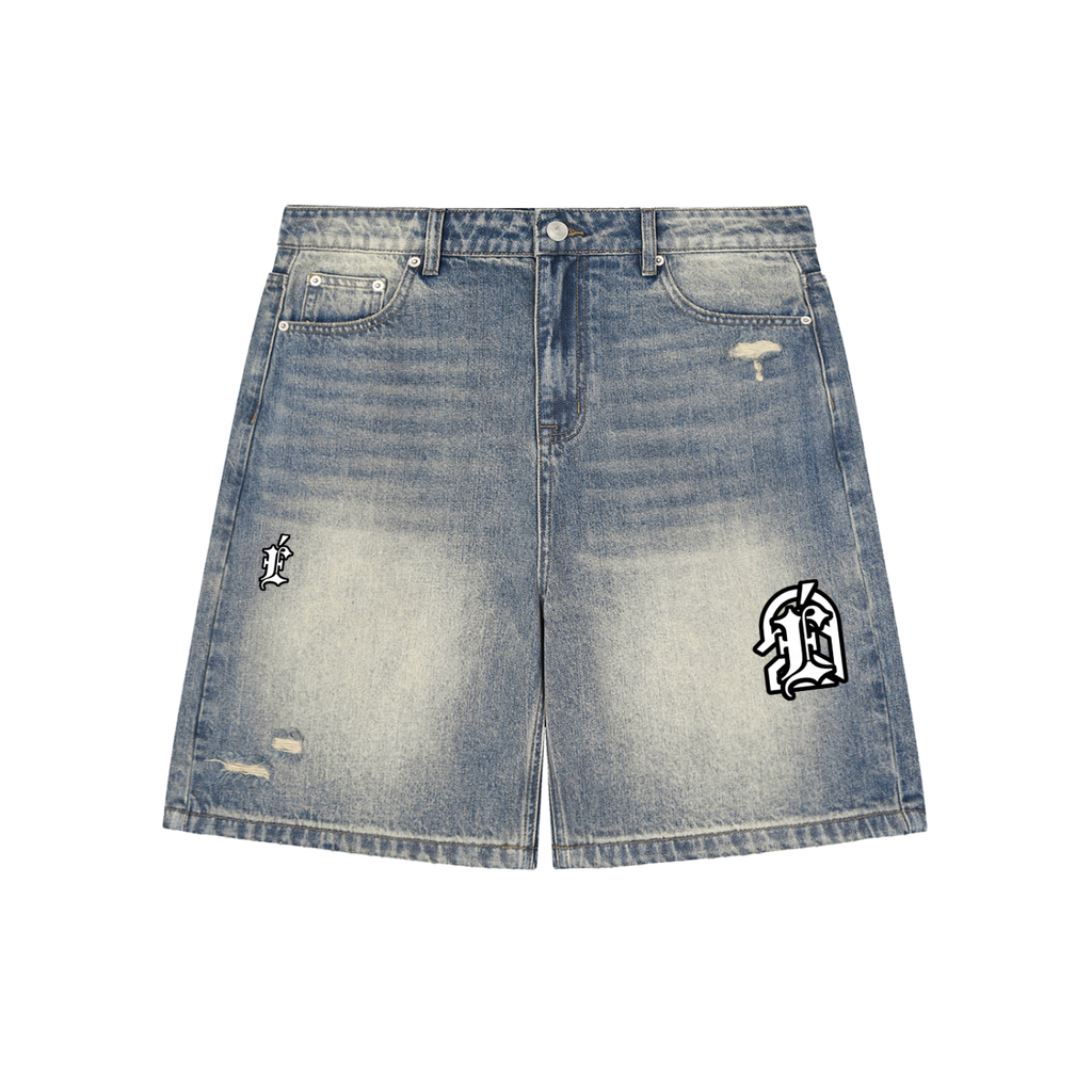 Faded Distressed Baggy Denim Shorts