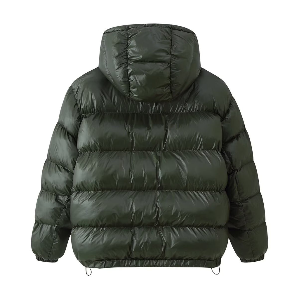 Women's bright hooded zipper pocket bread and cotton jacket