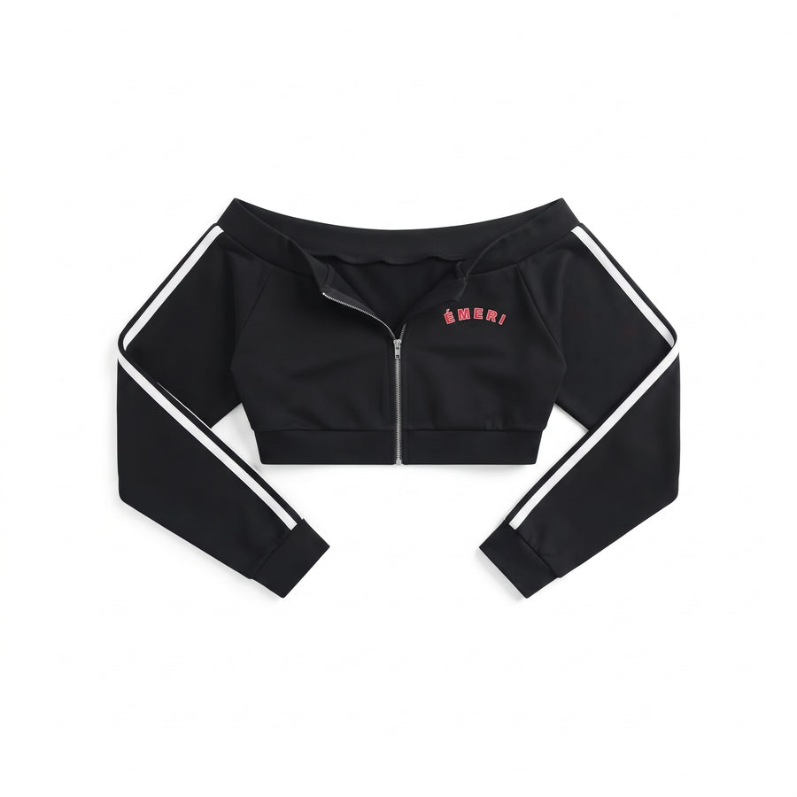 Women's Off-Shoulder Full Zip Hoodie