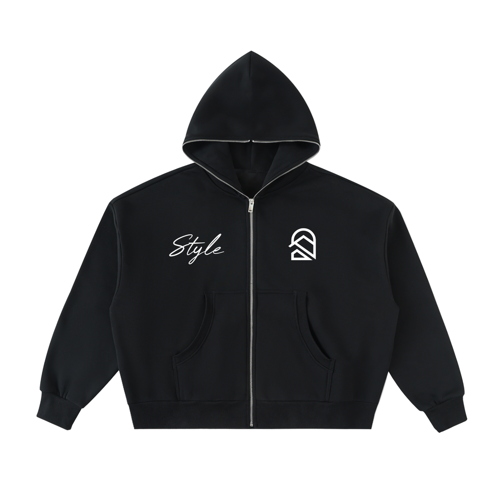 Fleeced Full-Zip Boxy Hoodie K