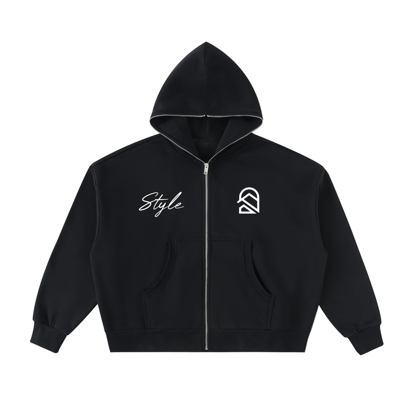 Fleeced Full-Zip Boxy Hoodie K