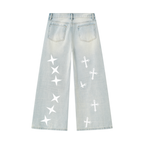 Men's Vintage Wash Wide Leg Denim Jeans