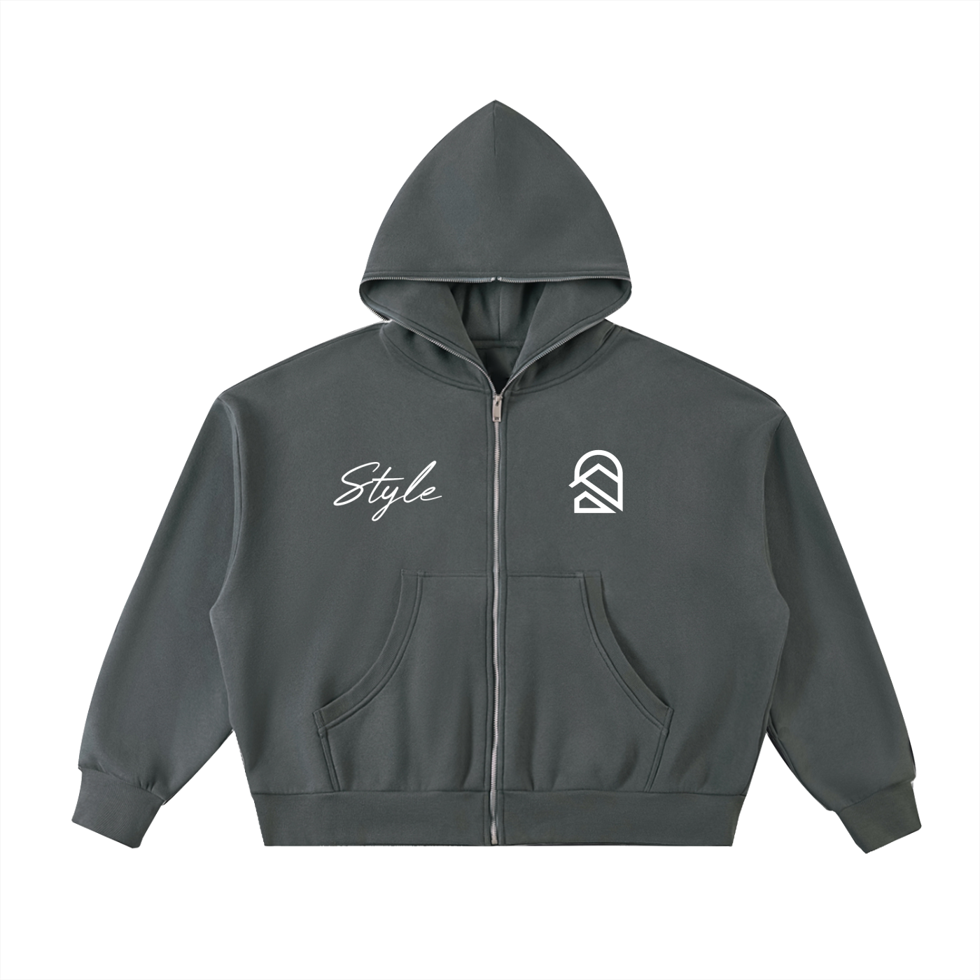 Fleeced Full-Zip Boxy Hoodie K