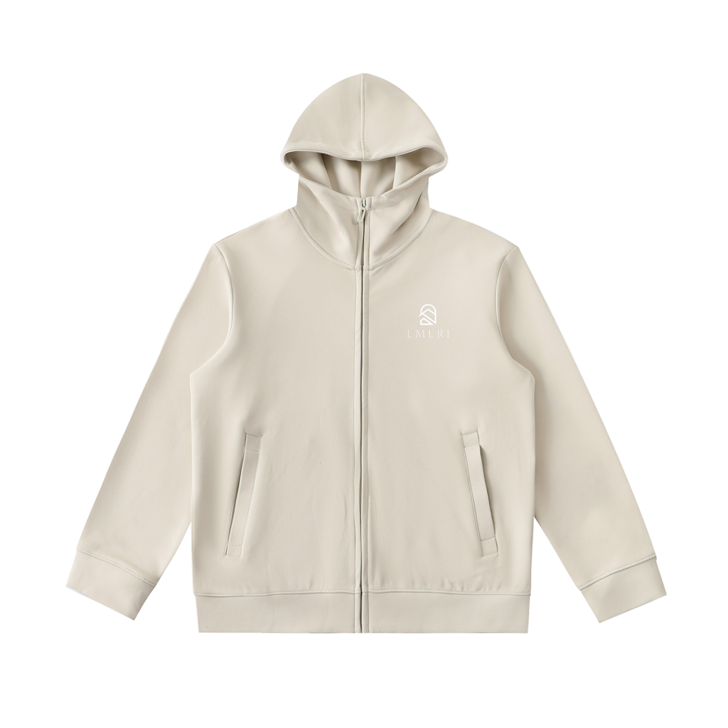 Essential Heavyweight High Neck  Zip-Up Hoodie, designed for unisex