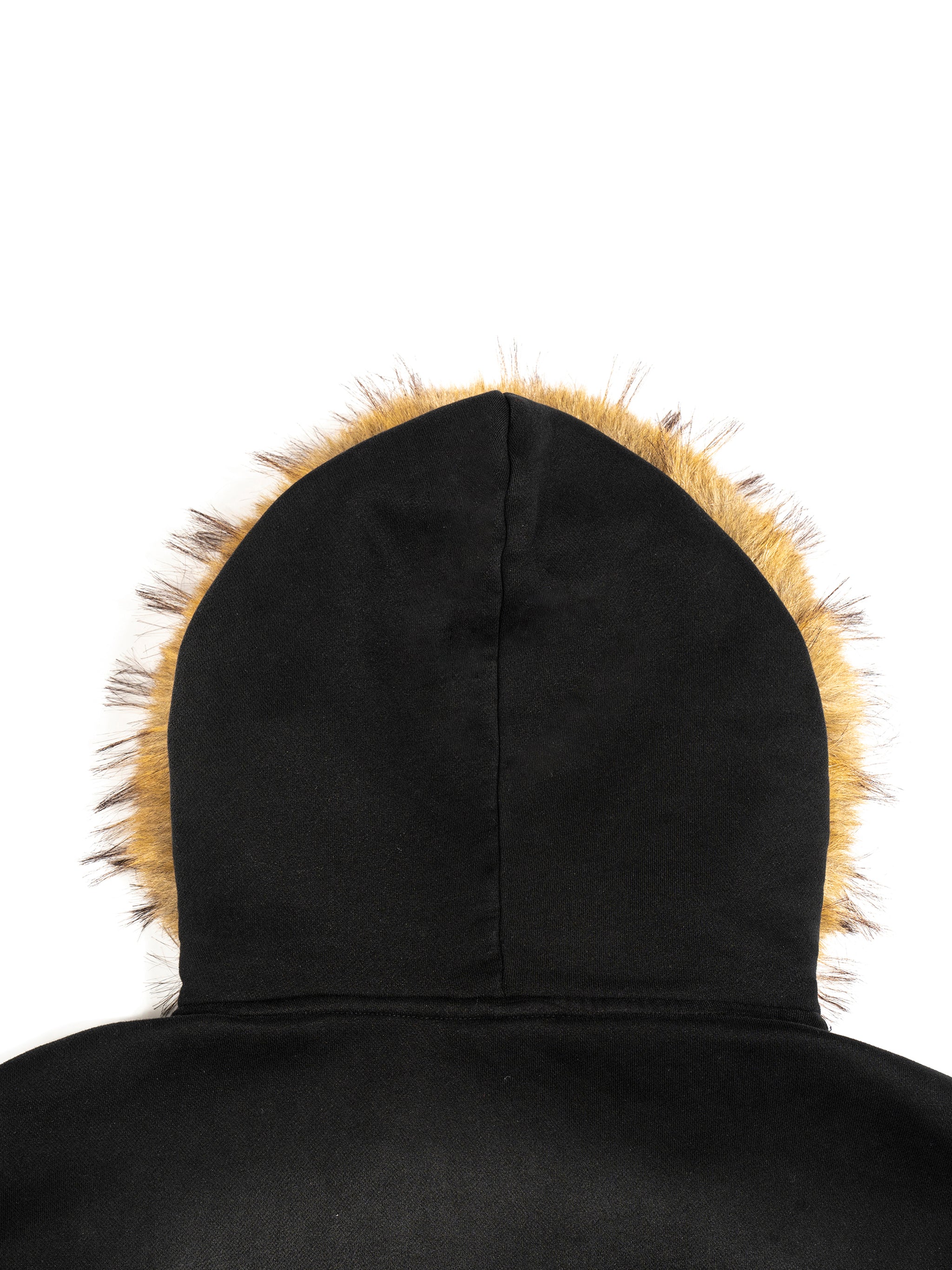 Sun Fade Boxy Detachable Fur Hoodie K (back design)